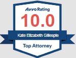 Avvo Rating 10.0 Kate Elizabeth Gillespie Top Attorney